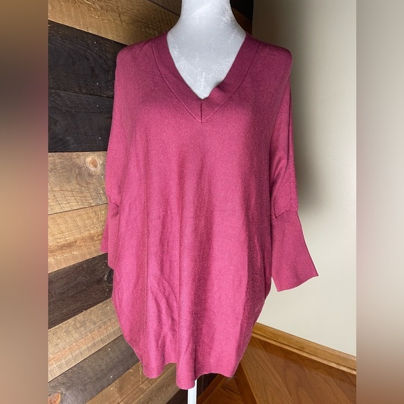 Pure Jill J. Jill Oversized V-Neck Sweater Lightweight GojiBerry Size XL Petite - Picture 1 of 10